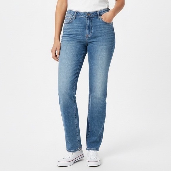 Lands' End Denim - Lands' End Jeans Womens 16 blue denim Cotton Stretch Preppy 5-Pockets Skinny Leg